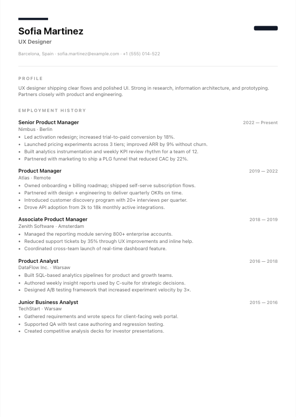 London resume template preview