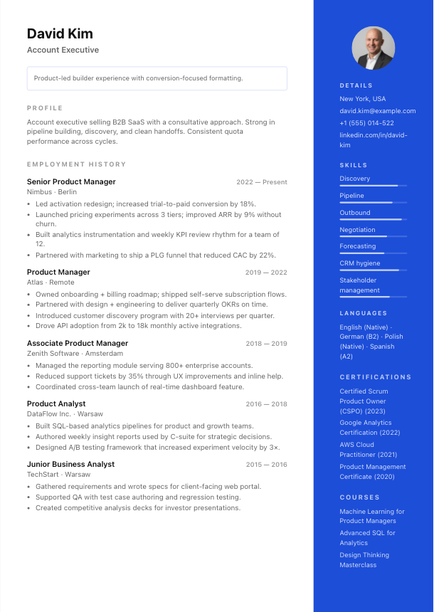 Oslo resume template preview